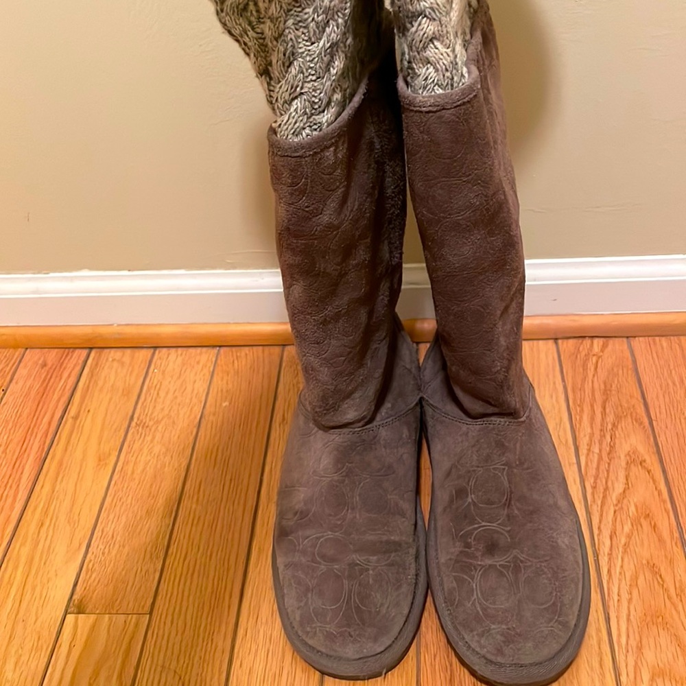 COACH boots gently used grey and cream